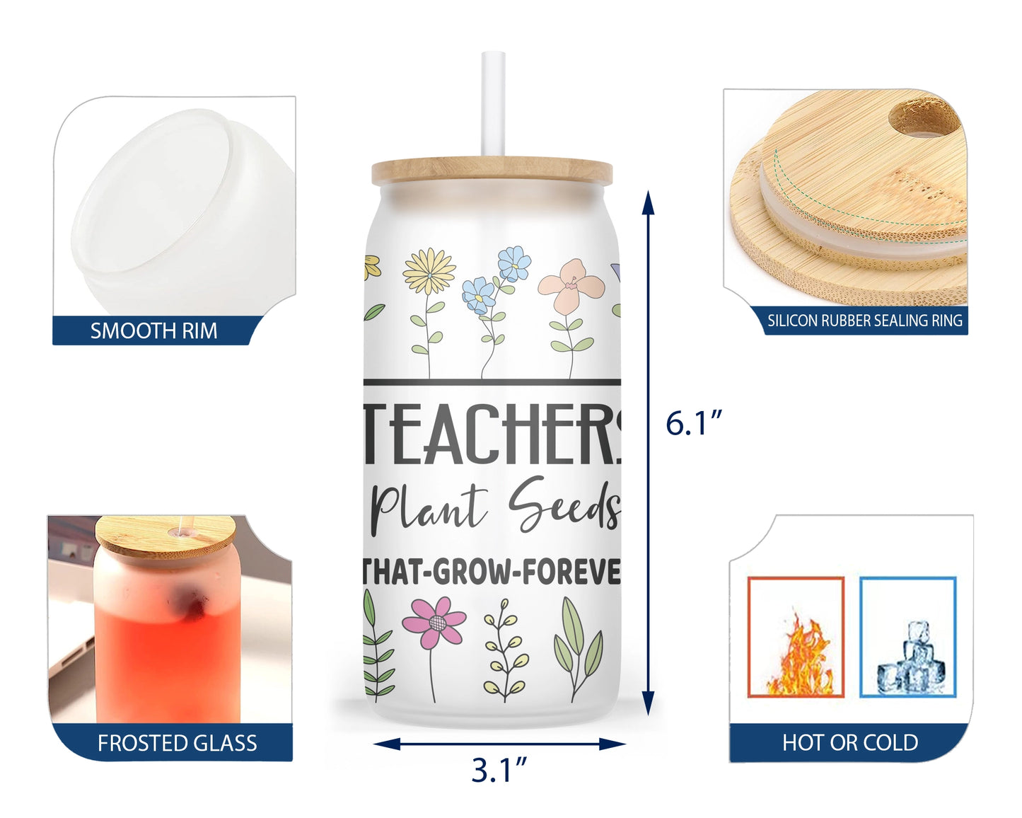 Teachers Plant Seeds Glass Can Tumbler