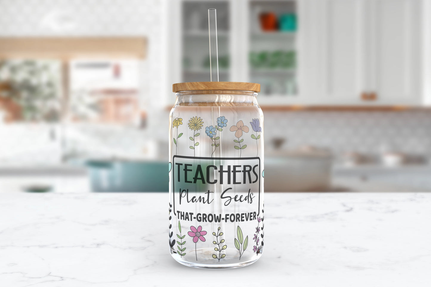 Teachers Plant Seeds Glass Can Tumbler