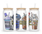 Thin Blue Latte Tumbler - 16oz Law Enforcement Glass Tumbler With Straw - Gift For Police Officer