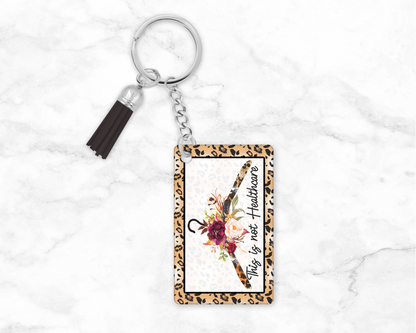 This Is Not Healthcare Keychain - Pro Choice Wristlet -  Leopard Print Women's Rights Key Ring Lanyard