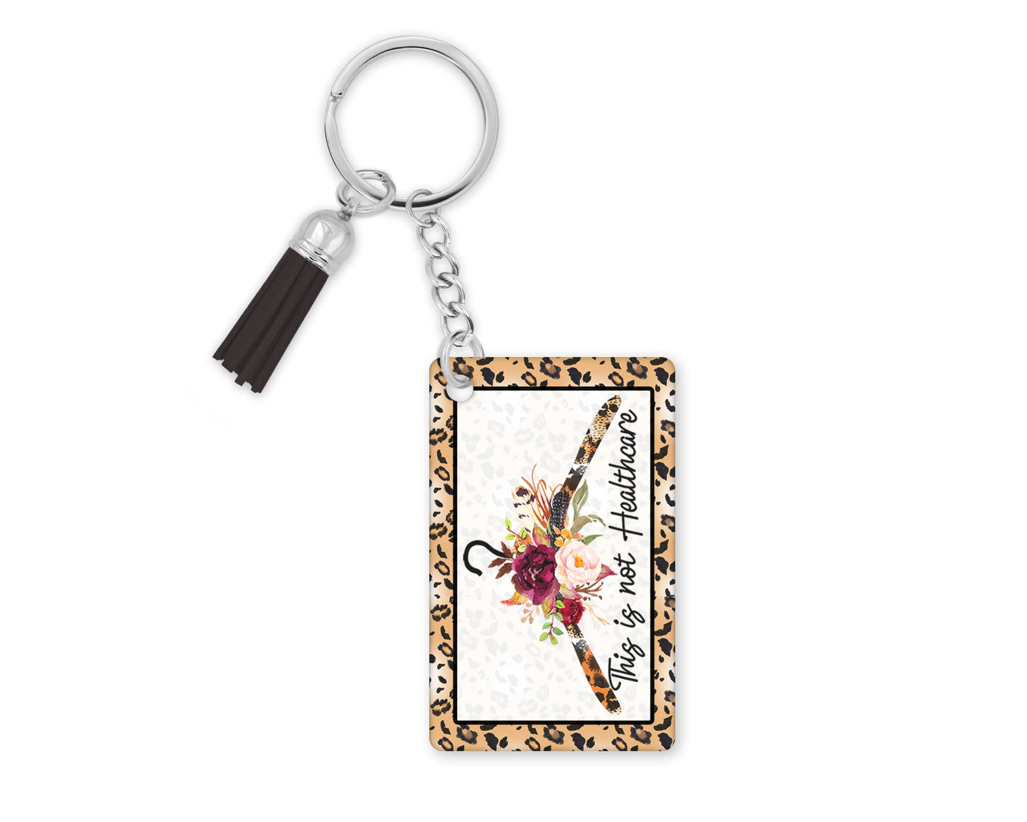 This Is Not Healthcare Keychain - Pro Choice Wristlet -  Leopard Print Women's Rights Key Ring Lanyard