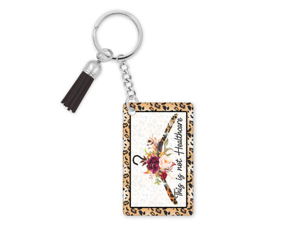 This Is Not Healthcare Keychain - Pro Choice Wristlet -  Leopard Print Women's Rights Key Ring Lanyard