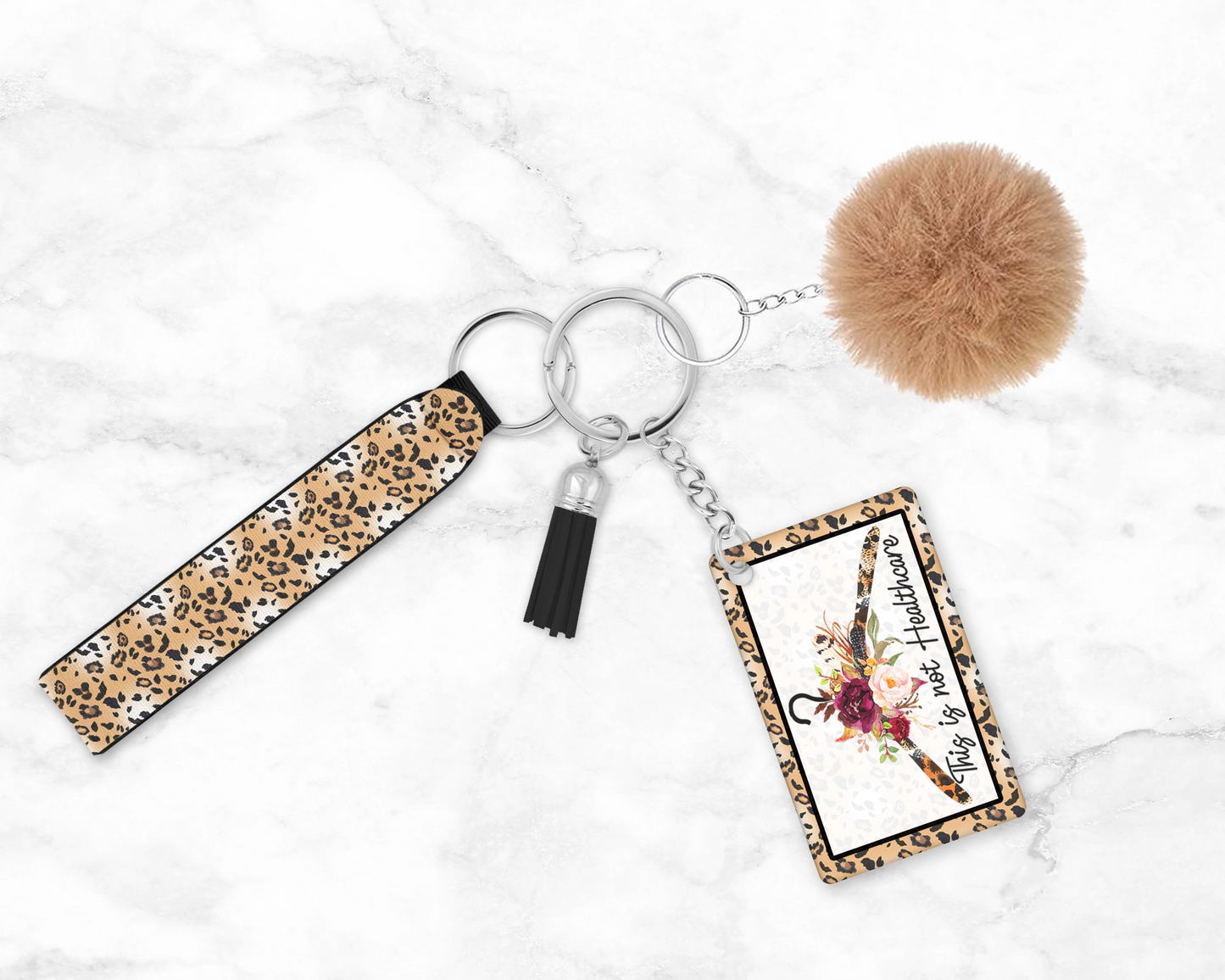 This Is Not Healthcare Keychain - Pro Choice Wristlet -  Leopard Print Women's Rights Key Ring Lanyard