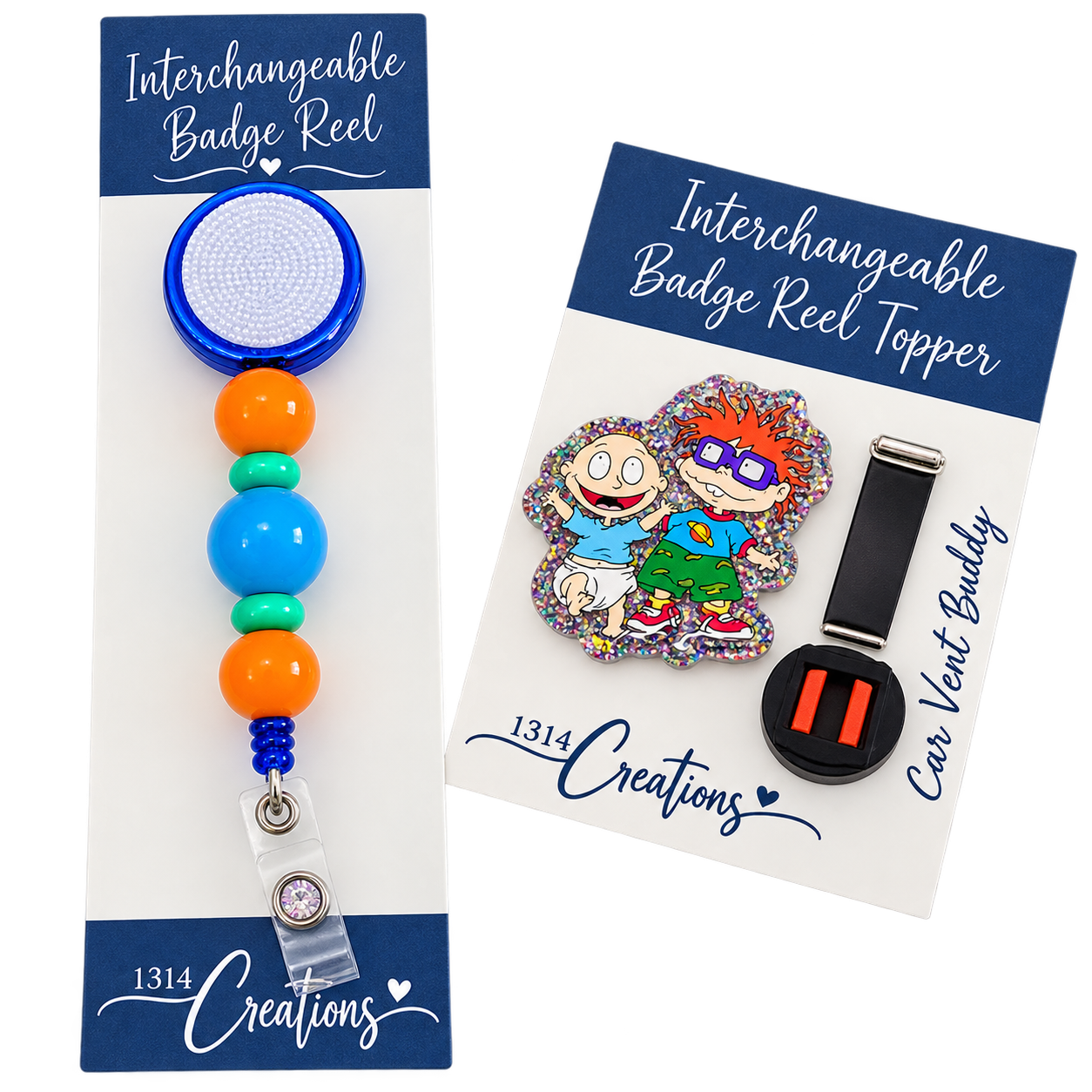 Tiny Trouble, Big Workday | Interchangeable Badge Reel Topper & Beaded Badge Reel