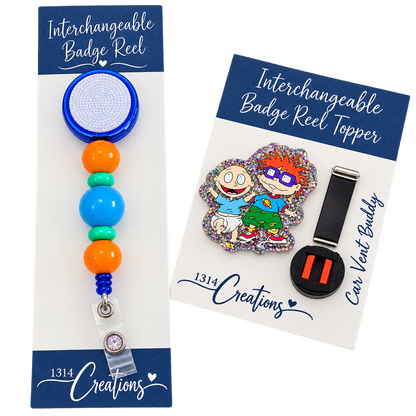 Tiny Trouble, Big Workday | Interchangeable Badge Reel Topper & Beaded Badge Reel