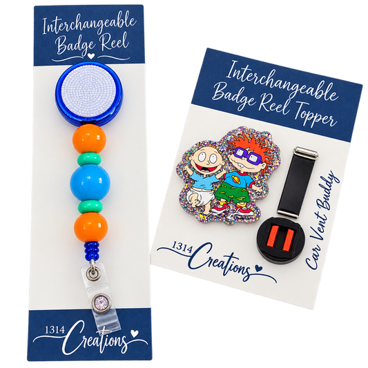 Tiny Trouble, Big Workday | Interchangeable Badge Reel Topper & Beaded Badge Reel
