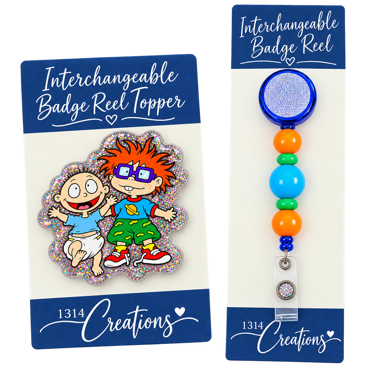 Tiny Trouble, Big Workday | Interchangeable Badge Reel Topper & Beaded Badge Reel