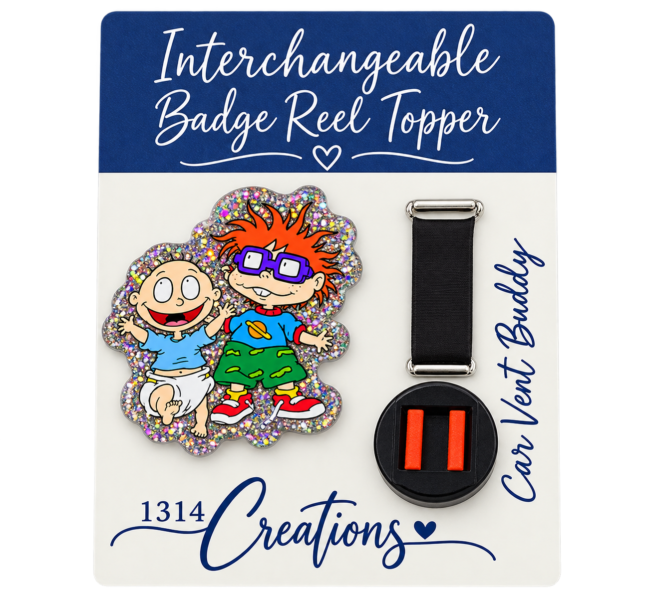 Tiny Trouble, Big Workday | Interchangeable Badge Reel Topper & Beaded Badge Reel
