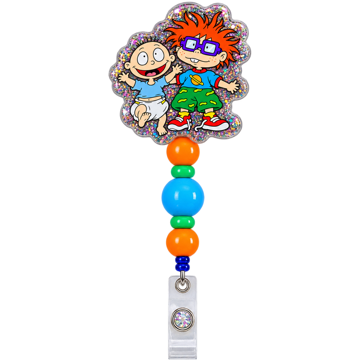 Tiny Trouble, Big Workday | Interchangeable Badge Reel Topper & Beaded Badge Reel