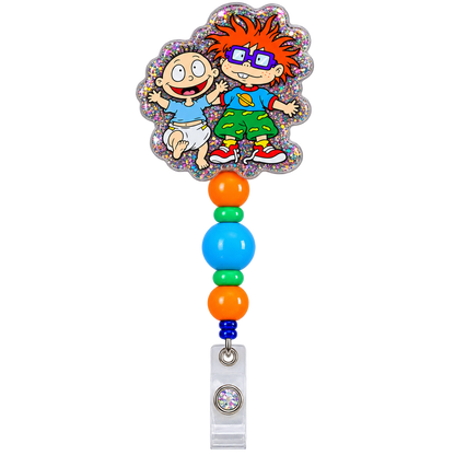 Tiny Trouble, Big Workday | Interchangeable Badge Reel Topper & Beaded Badge Reel