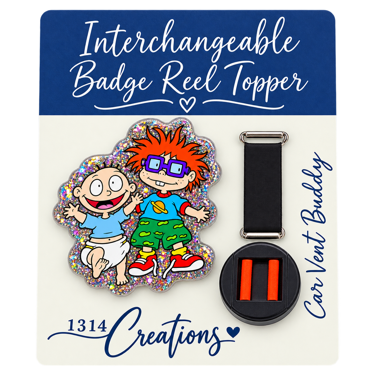 Tiny Trouble, Big Workday | Interchangeable Badge Reel Topper & Beaded Badge Reel