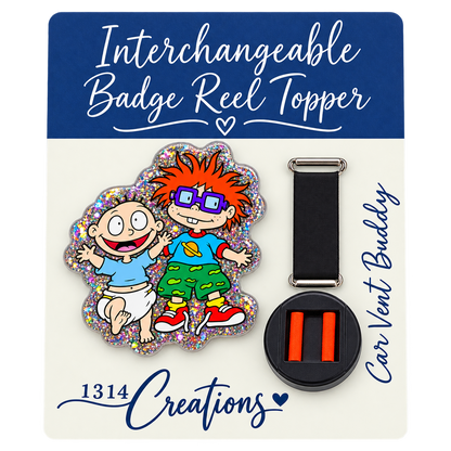 Tiny Trouble, Big Workday | Interchangeable Badge Reel Topper & Beaded Badge Reel