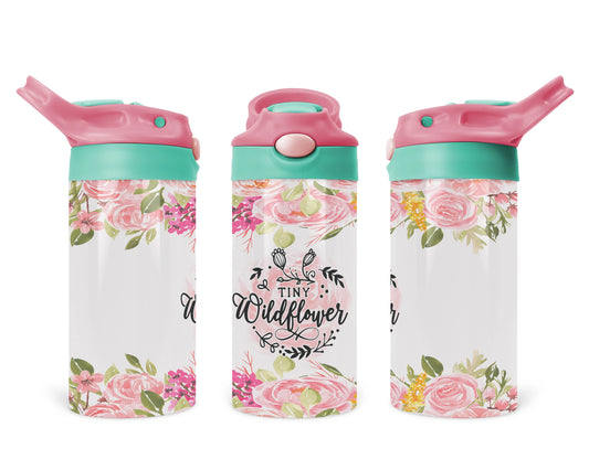 Tiny Wildflower Kids Tumbler  / Kids Water Bottle / Toddler 2-in-1 Sippy Cup