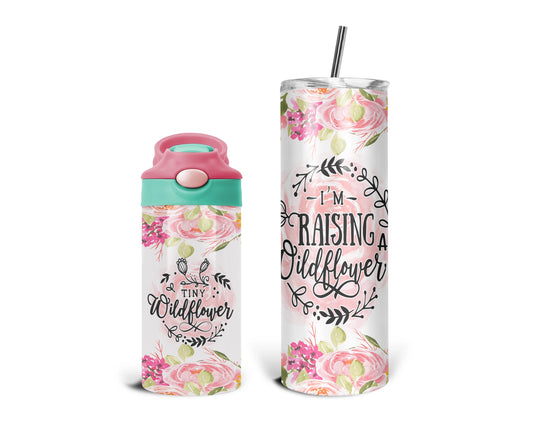 Raising A Tiny Wildflower Tumbler Set / Matching Mommy And Me / Toddler 2-in-1 Cup / Gift For Mom