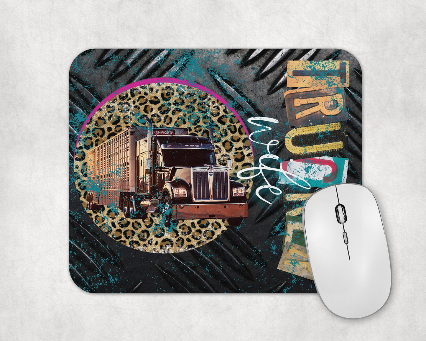 Diesel Dame Mouse Pad / Trucker Laptop Desk Mat / Gift For Wife