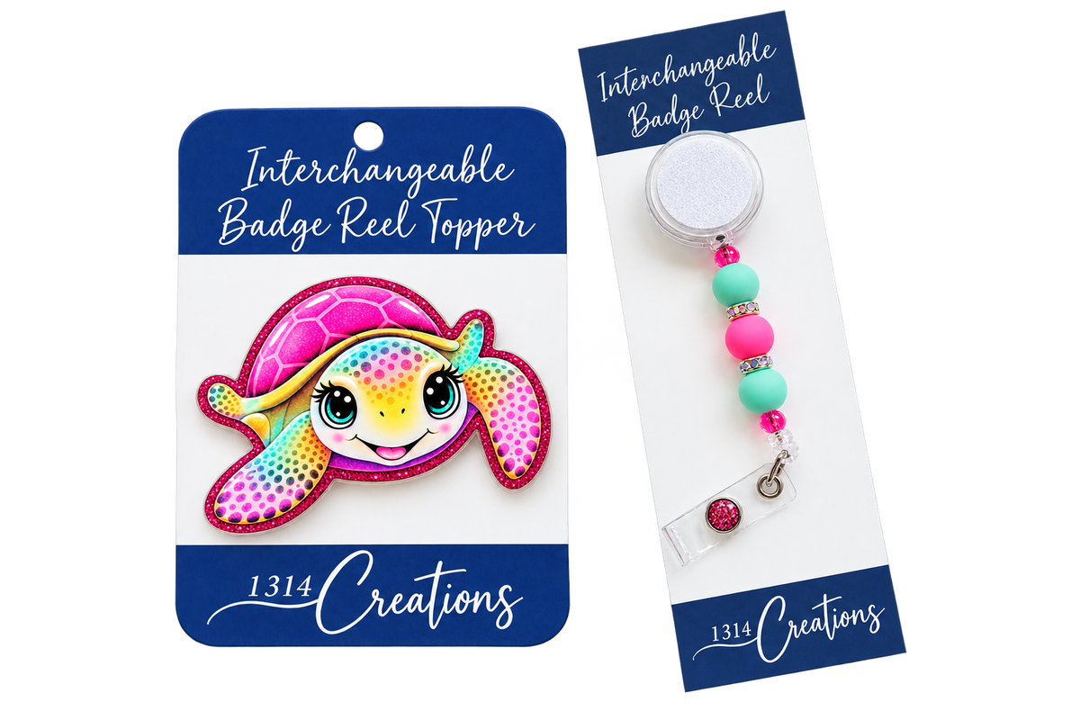 Turtley Adorable | Turtle Interchangeable Badge Reel & Topper Set