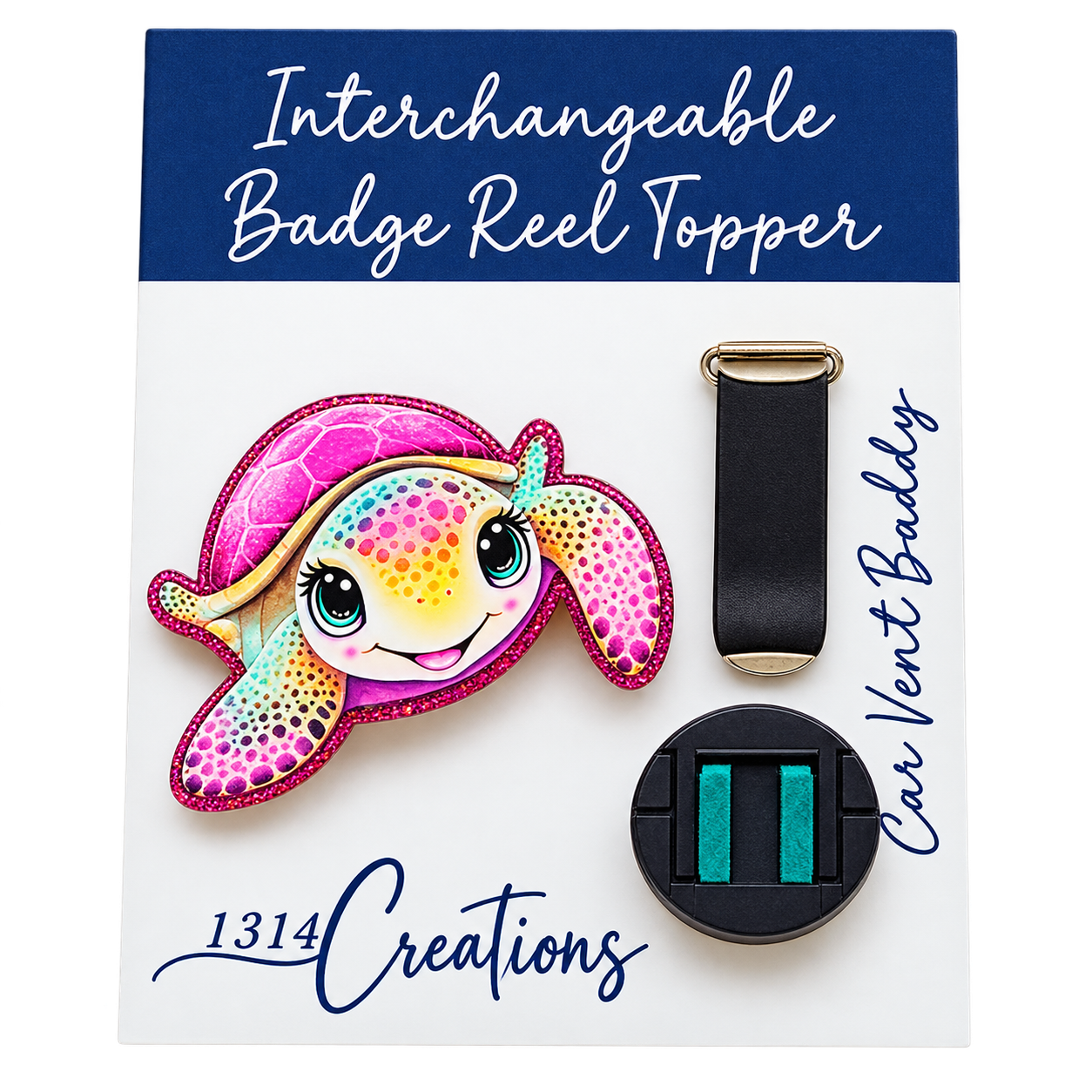 Turtley Adorable | Turtle Interchangeable Badge Reel & Topper Set