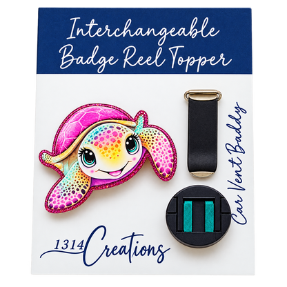 Turtley Adorable | Turtle Interchangeable Badge Reel & Topper Set