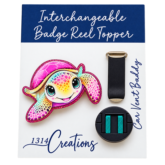 Turtley Adorable | Turtle Interchangeable Badge Reel & Topper Set