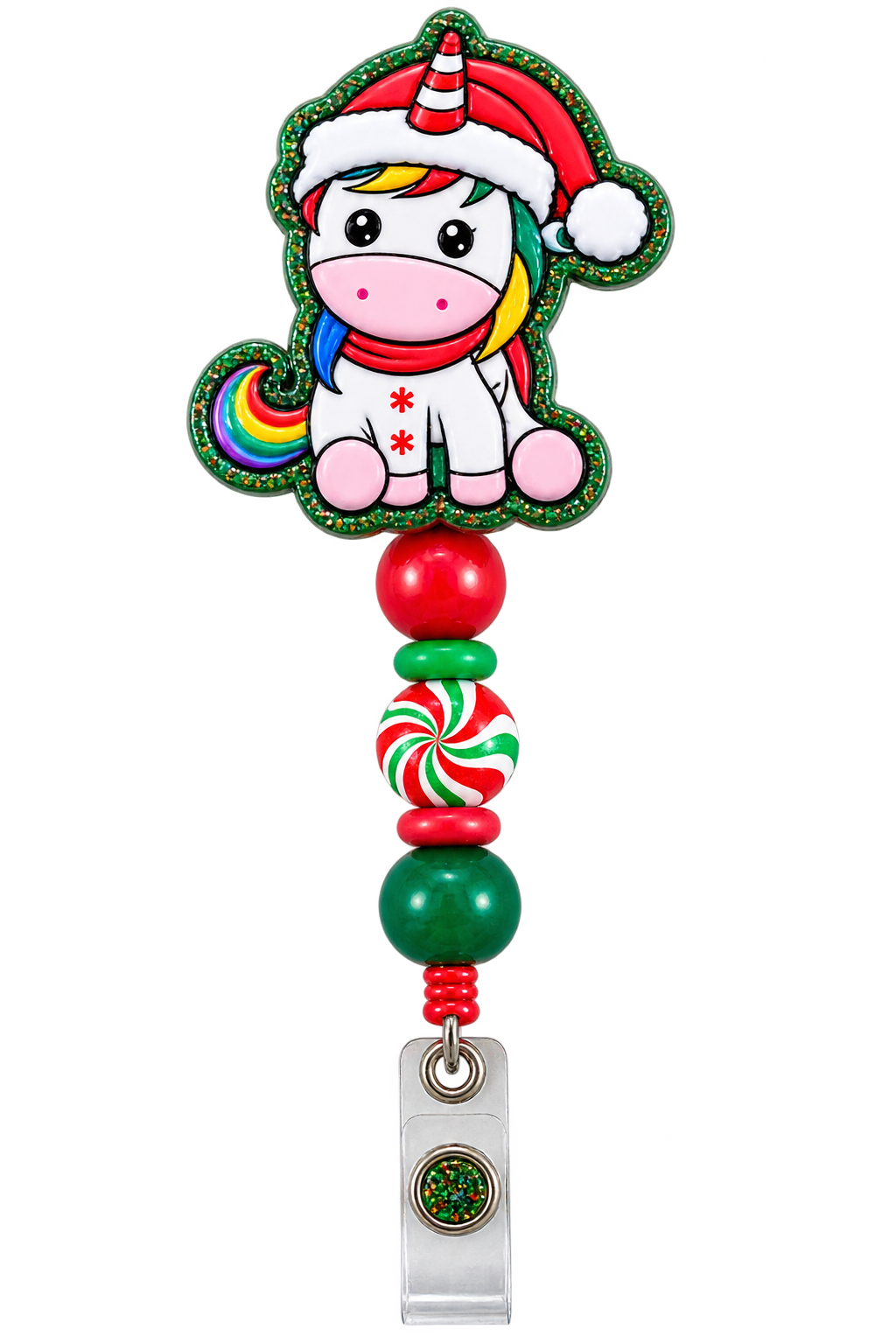 Peppermint Wishes & Unicorn Kisses | Christmas Unicorn Interchangeable Badge Reel & Topper