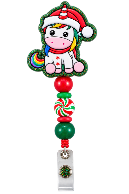Peppermint Wishes & Unicorn Kisses | Christmas Unicorn Interchangeable Badge Reel & Topper