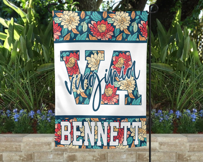 Virginia Blooms Flag - Custome Personalized Yard Decor - Housewarming Gift