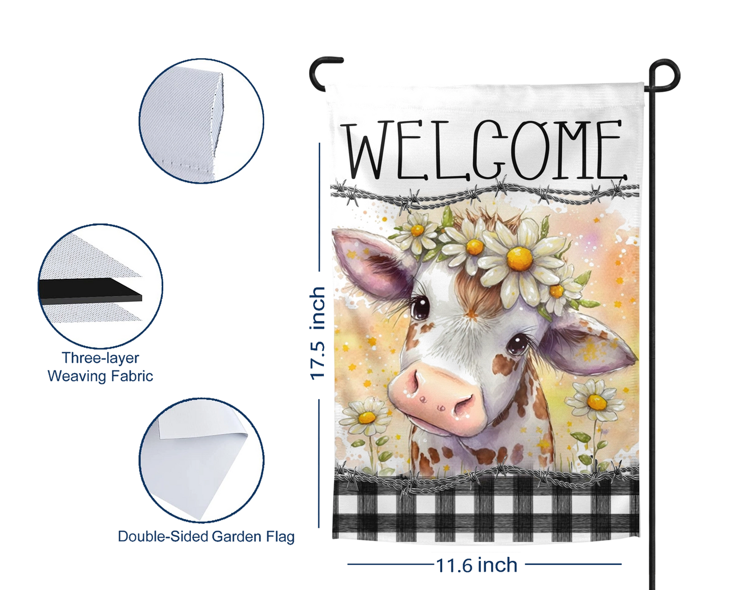 Baby Cow Welcome Flag - Custom Garden Decor - Housewarming Gift