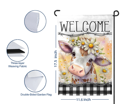 Baby Cow Welcome Flag - Custom Garden Decor - Housewarming Gift