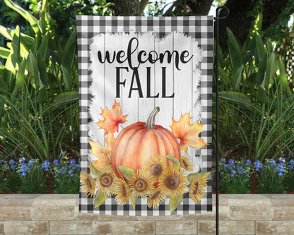 Pumpkin Paradise Garden Flag- Fall Buffalo Plaid Yard Decor - Housewarming Gift