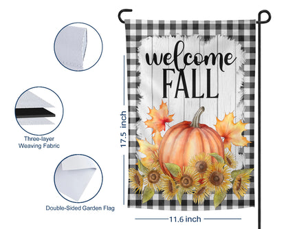 Pumpkin Paradise Garden Flag- Fall Buffalo Plaid Yard Decor - Housewarming Gift