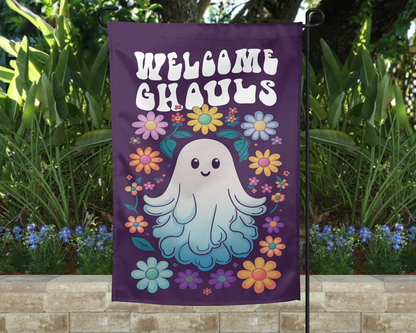 Welcome Ghouls Garden Flag - Outdoor Halloween Yard Decor - Housewarming Gift