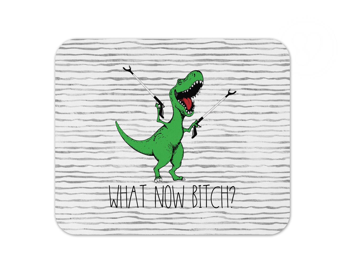 What Now Bitch Mouse Pad / Funny Dinosaur Mousepad / Sarcastic Laptop Gaming Pad