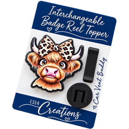 Wild About Moo | Highland Cow Interchangeable Badge Reel Topper