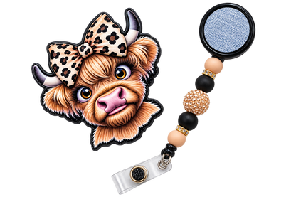 Wild About Moo | Highland Cow Interchangeable Badge Reel Topper