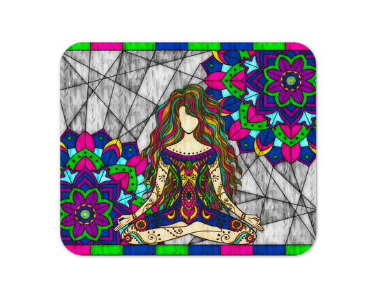 Radiant Lotus Pose Mouse Pad / Meditation Desk Pad/ Zen Mousepad / Gift For Yoga Teacher