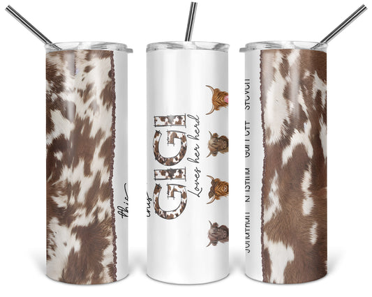 This Gigi Loves Her Herd Tumbler Cup / Cute Personalized Cow Tumbler With Straw / Gift For Grandma