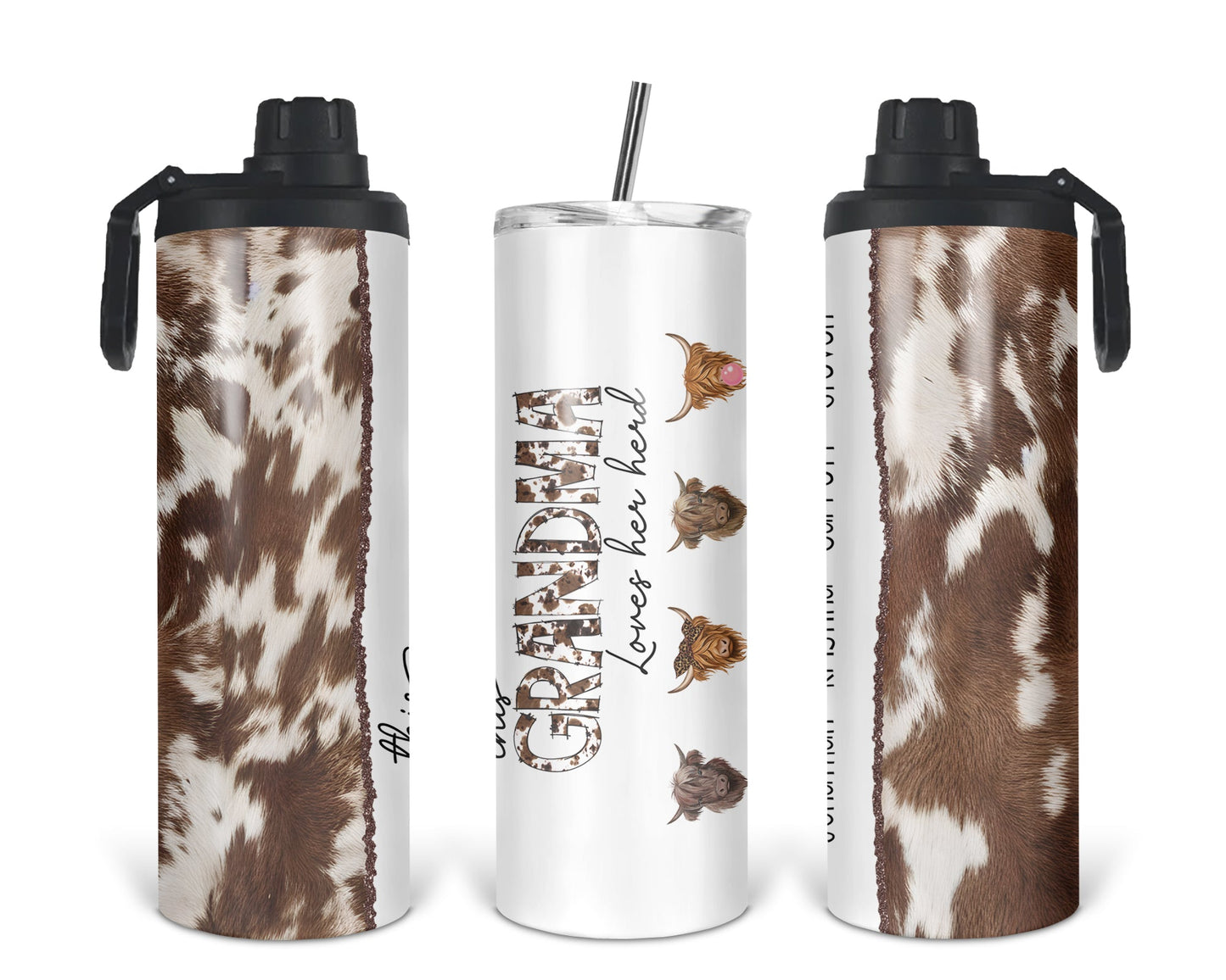 This Grandma Loves Their Herd Tumbler / Personalized 2-in-1 Cow Tumbler / Gift For Grandmother