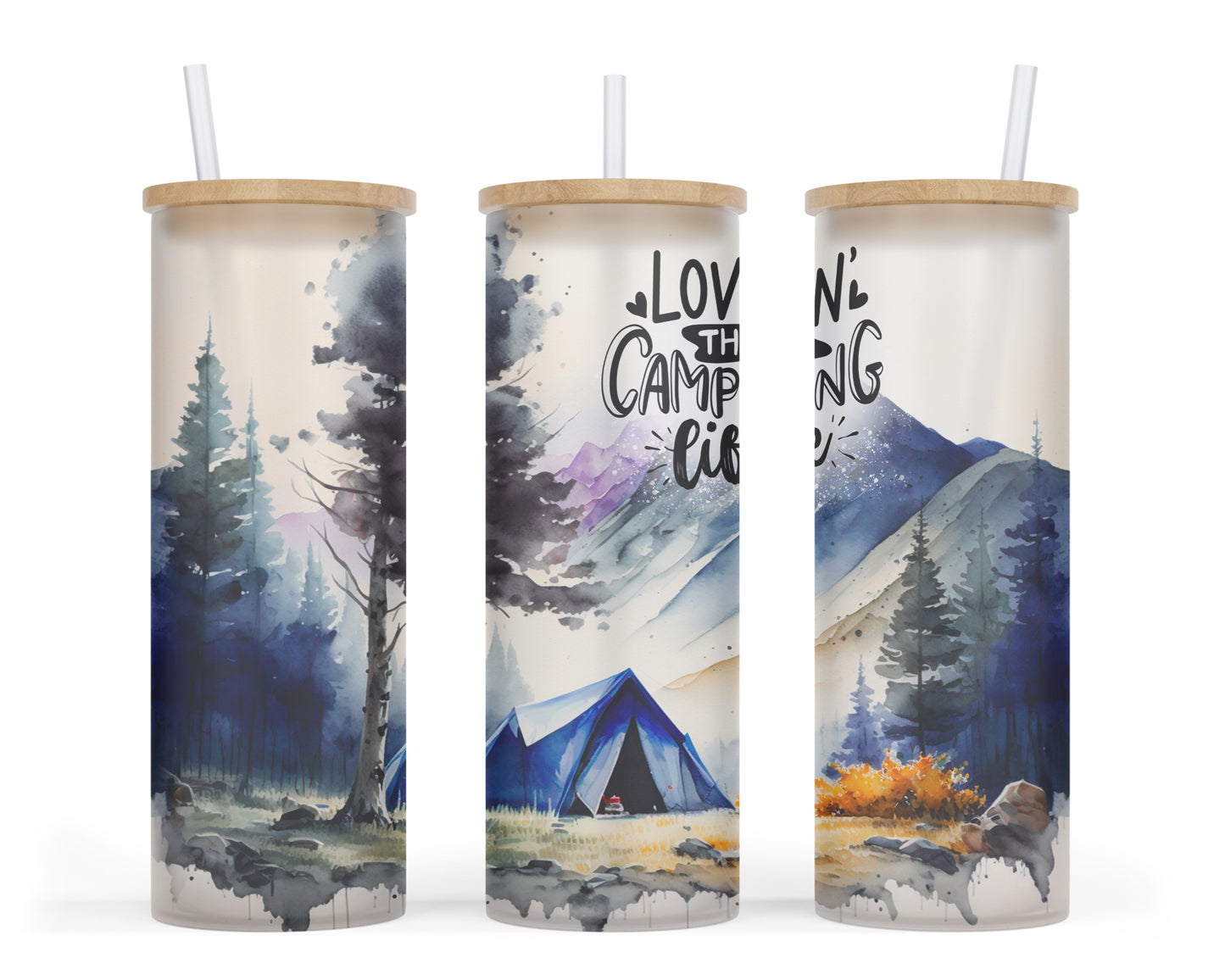 Loving The Camping Life Glass Tumbler Cup