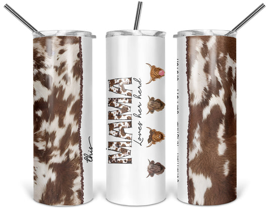 This Mama Loves Her Herd Tumbler Cup / Cute Personalized Cow Tumbler With Straw / Gift For Mom