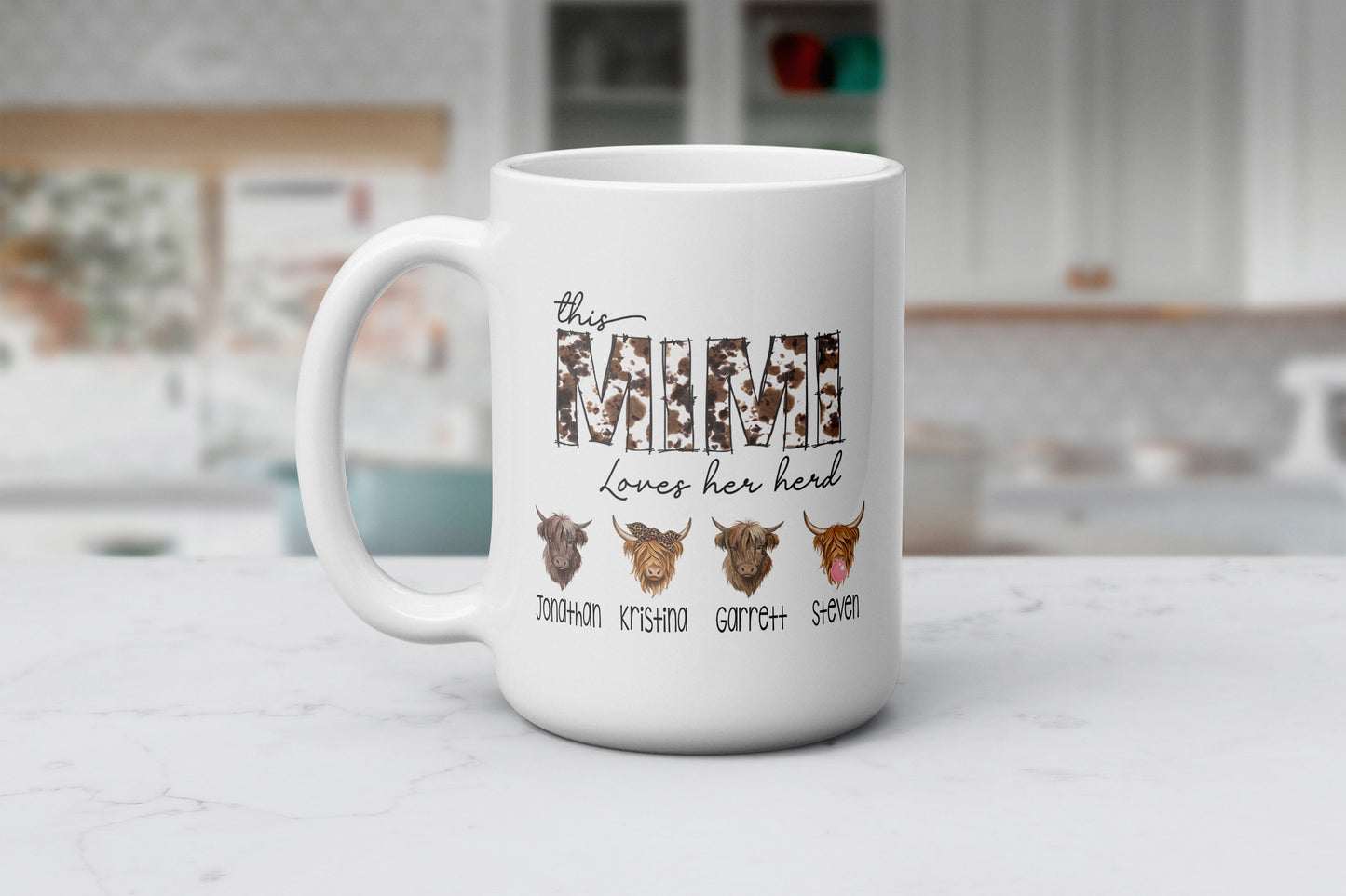 This Mimi Loves Her Herd Mug - Personalized Cow Themed Coffee Mug - Gift For Mother's Day