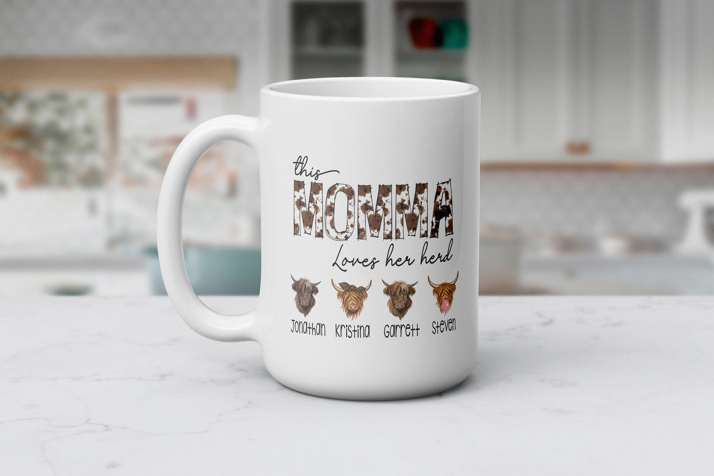 This Momma Loves Her Herd Mug - Personalized Cow Themed Mom Coffee Mug - Gift For Mother's Day