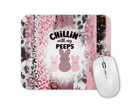 Eggcellent Chill Vibes Mouse Pad / Cute Bunny Laptop Desk Mat / Easter Office Decor / Chilin With My Peeps Mousepad