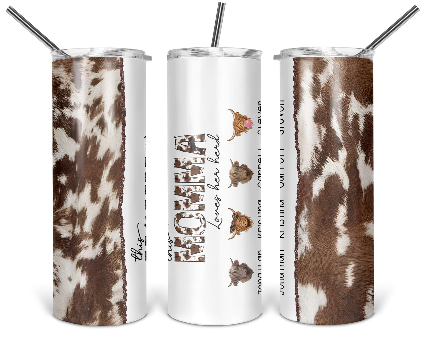 This Momma Loves Her Herd Tumbler Cup / Cute Personalized Cow Tumbler With Straw / Gift For Mom