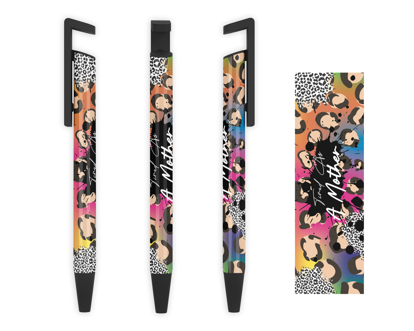 Tired As A Mother Pen - Colorful Leopard Print Ink Pen - Gift For Mom