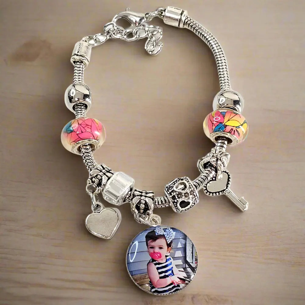 Floral Elegance Memory Charm Bracelet