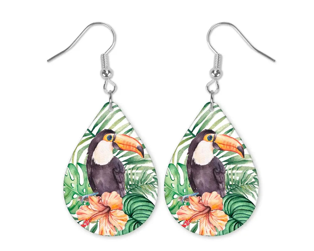 Tropical Watercolor Toucan Earrings